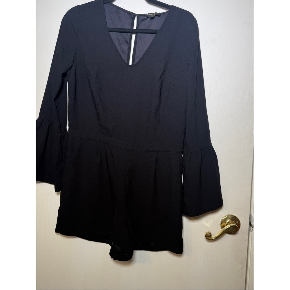 Massimo Fabro Black V-Neck Long Flared Sleeves Romper Size 6 Made in Italy